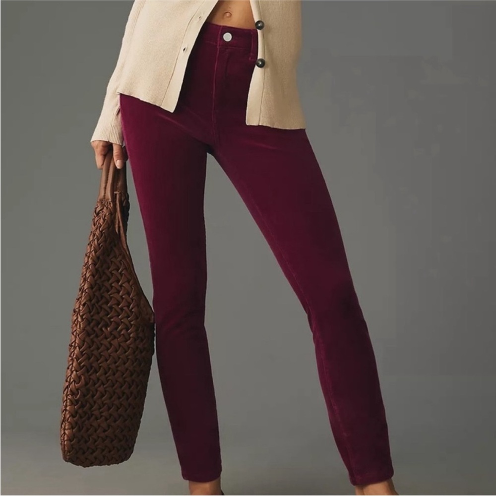 NWT Anthropologie Pilcro Skinny Corduroy High-Rise Wine Bordeaux Jeans Size 24P